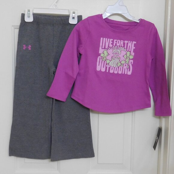 NWT 2pc Under Armour Purple Forest Outdoors Top & Flared Pants sz 5 - Picture 1 of 1